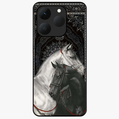 Majestic Ride Legacy Glass Case showing flat back view with powerful automotive inspired artwork and glossy glass finish.