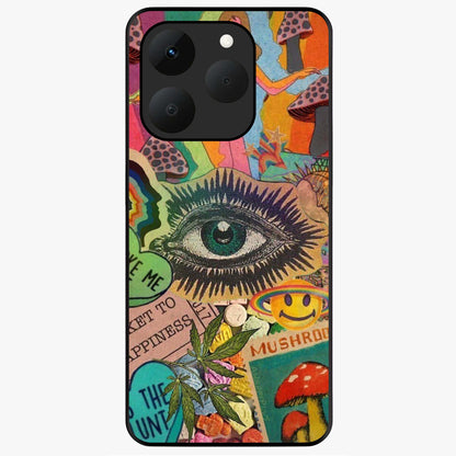 Mystic Eye Wonderland Glass Case showing flat back view with mystical eye themed artwork and glossy glass finish.