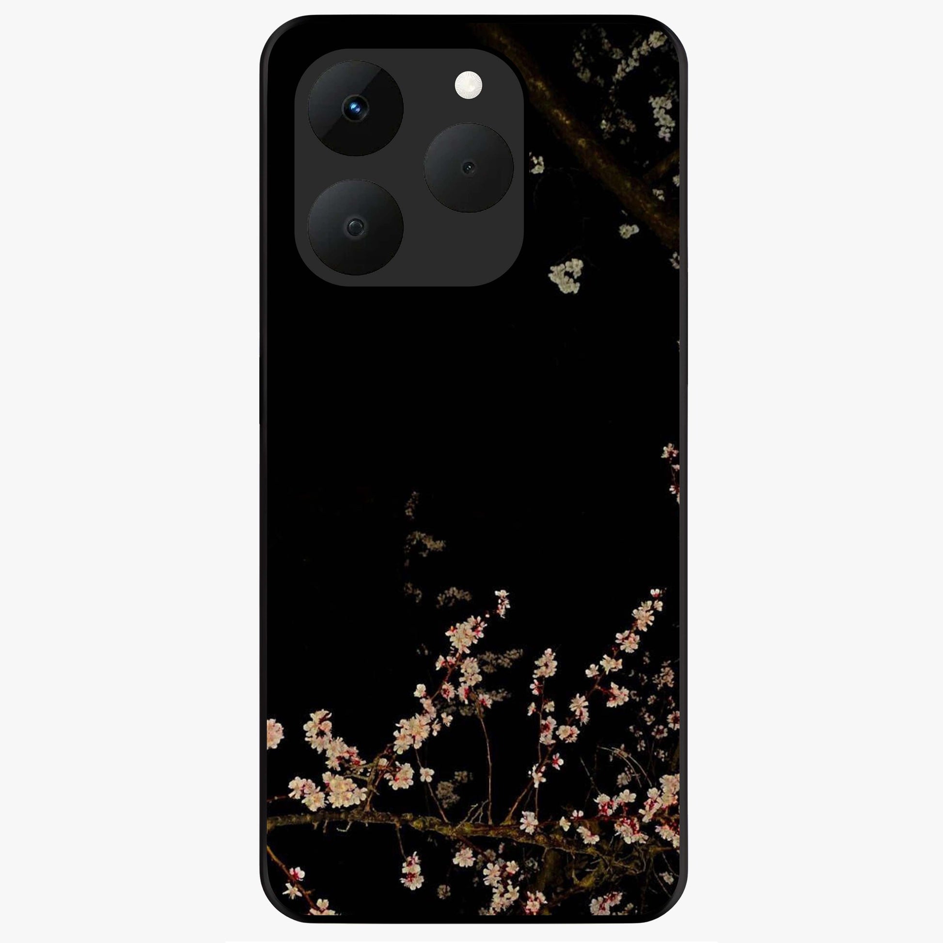 Petal Moon Light With Custom Name Glass Case showing flat back view with floral moonlight artwork and personalized name design.
