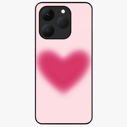 Pink Aura Heart Glass Case showing flat back view with glowing heart artwork and glossy glass finish.