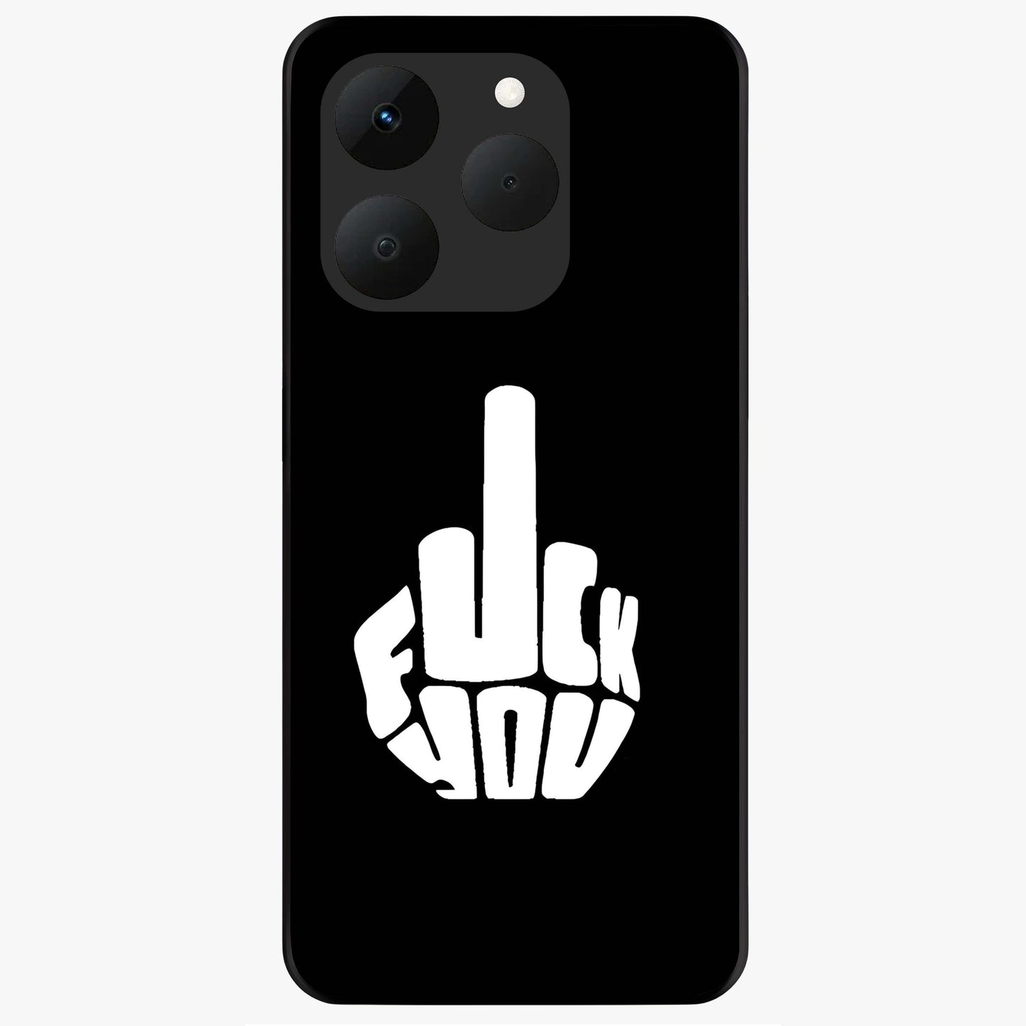 Rebel Mode On Glass Case showing flat back view with bold rebellious typography artwork and glossy glass finish.