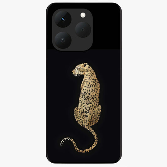 Regal Leopard Glass Case showing flat back view with bold leopard artwork and glossy glass finish.
