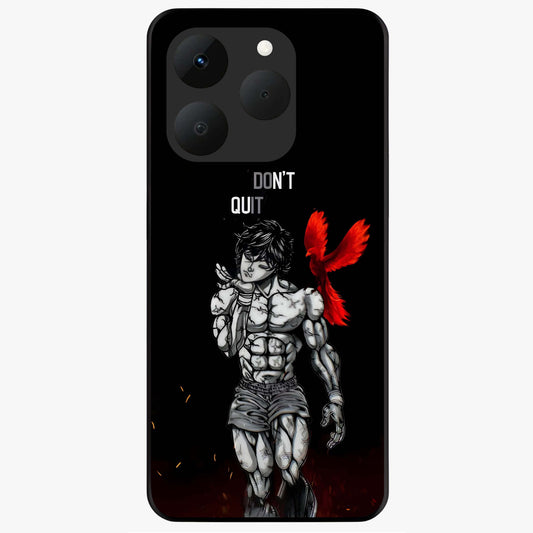 Rise Beyond Limits Glass Case showing flat back view with motivational typography artwork and glossy glass finish.