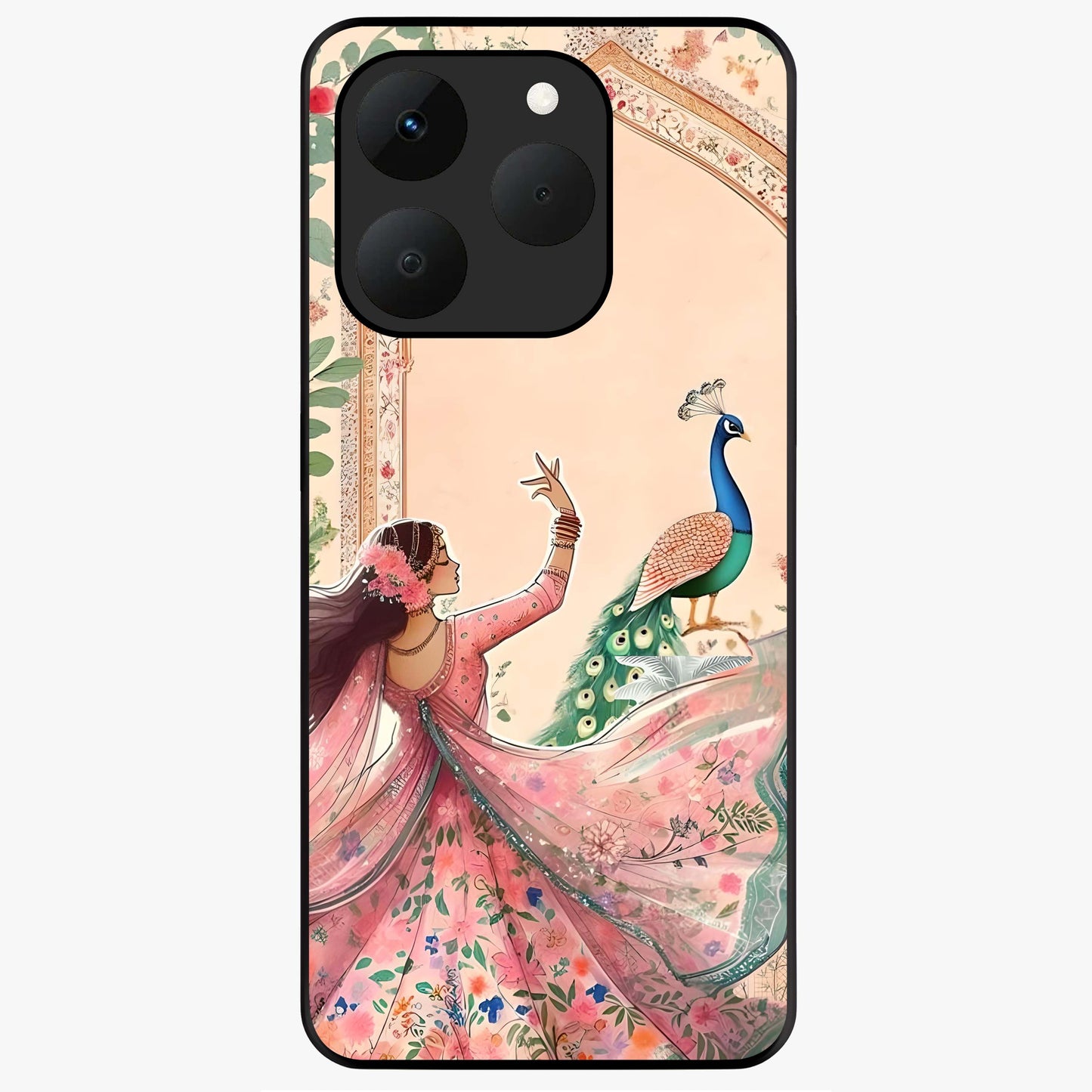 Royal Grace Muse Glass Case showing flat back view with elegant artistic artwork and glossy glass finish.