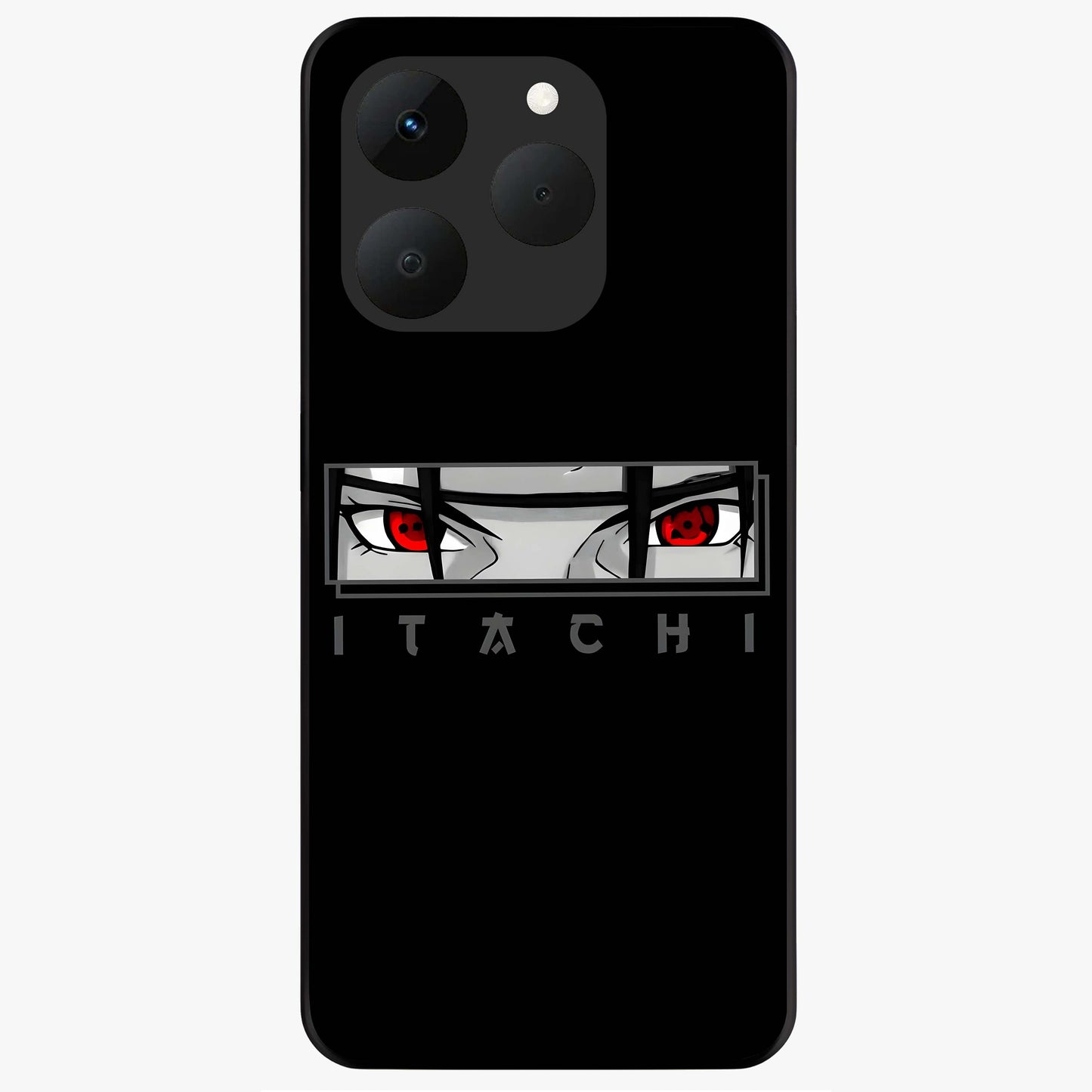 Scarlet Gaze Dominance Glass Case showing flat back view with striking red themed artwork and glossy glass finish.