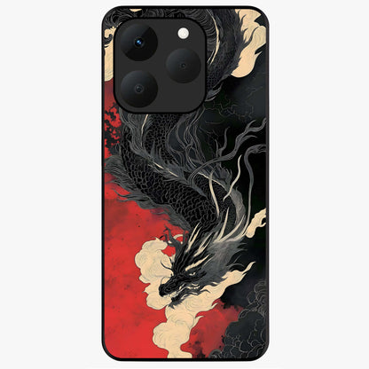 Shadow Dragon Fury Glass Case showing flat back view with fierce dragon artwork and glossy glass finish.
