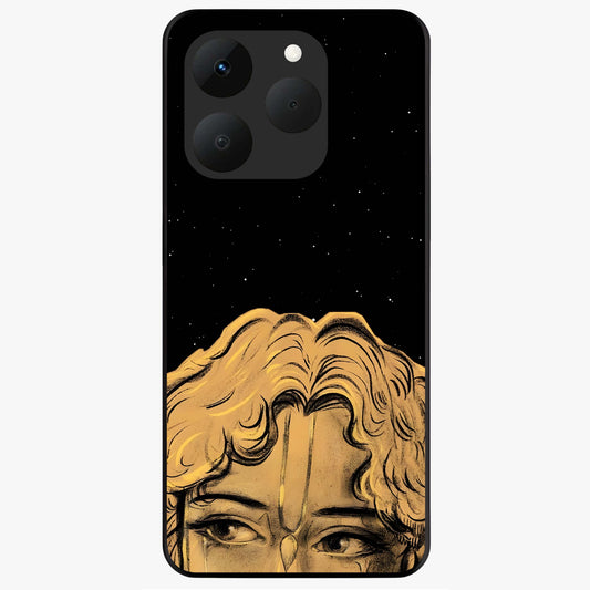 Shri Krishna Art Glass Case showing flat back view with devotional Krishna artwork and glossy glass finish.