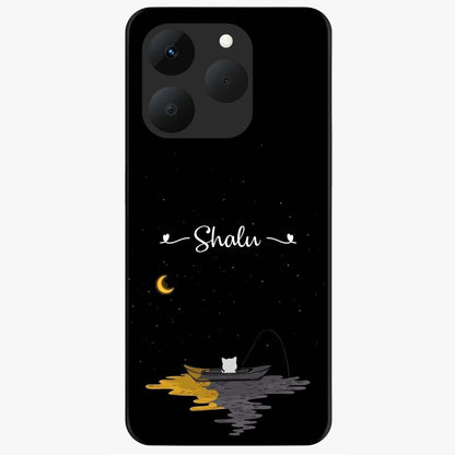 Silent Night Row Glass Case showing flat back view with calm night themed artwork and glossy glass finish.