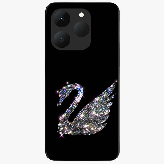 Starlit Swan Grace Glass Case showing flat back view with graceful swan artwork under starry sky and glossy glass finish.