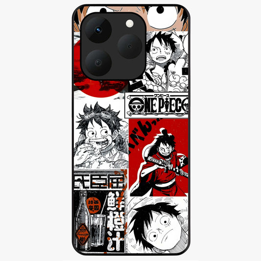 Strawhat Chaos Panels Glass Case showing flat back view with anime inspired chaos panel artwork and glossy glass finish.