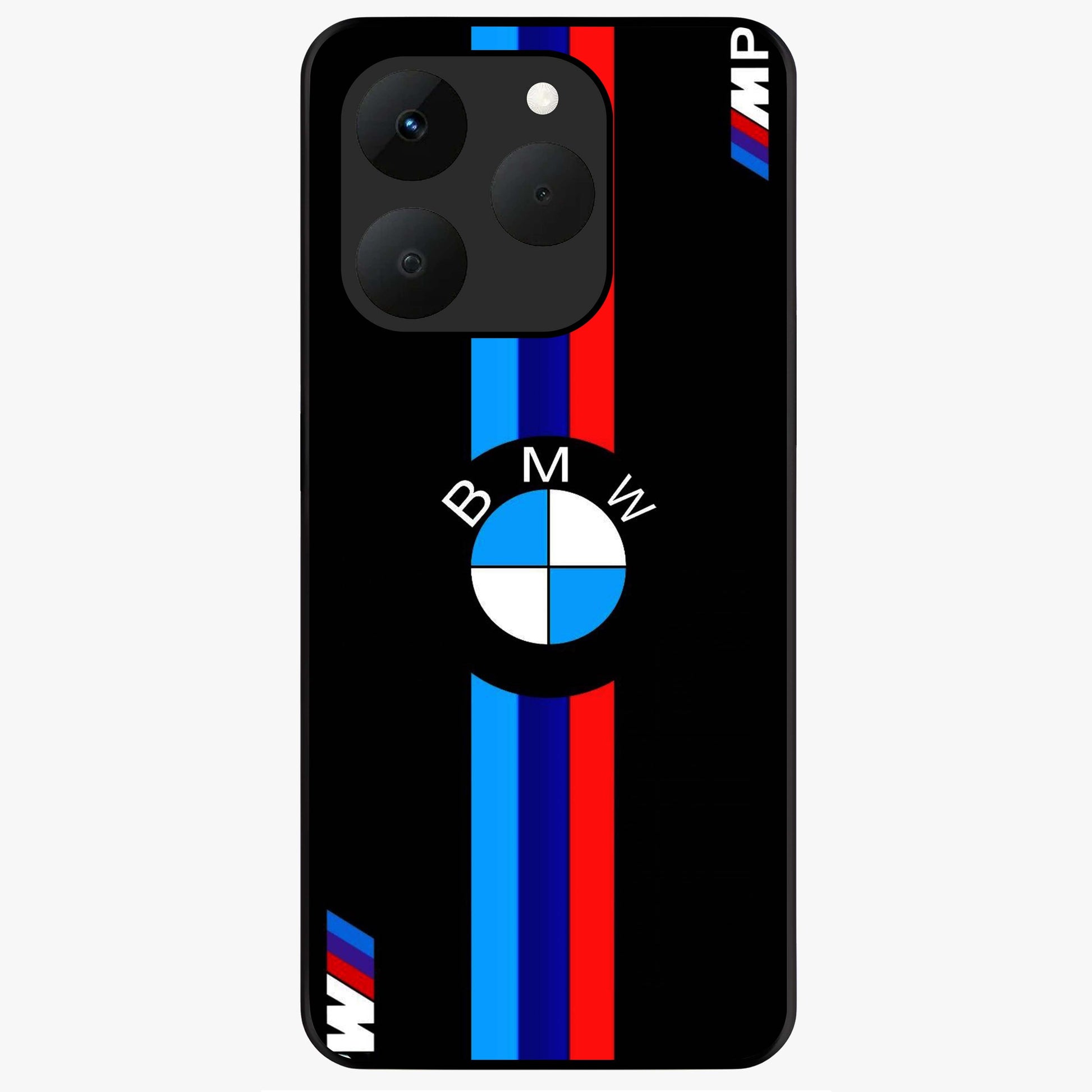 Turbo BMW Beast Glass Case showing flat back view with high performance sports car artwork and glossy glass finish.
