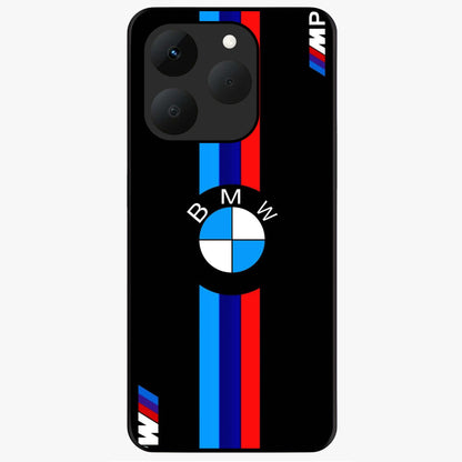 Turbo BMW Beast Glass Case showing flat back view with high performance sports car artwork and glossy glass finish.