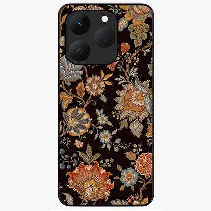 Vintage Floral Dream Glass Case showing flat back view with classic floral artwork and glossy glass finish.