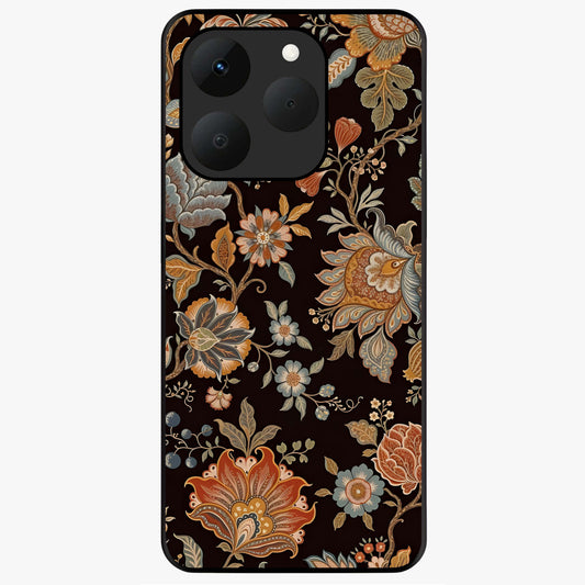 Vintage Floral Dream Glass Case showing flat back view with classic floral artwork and glossy glass finish.