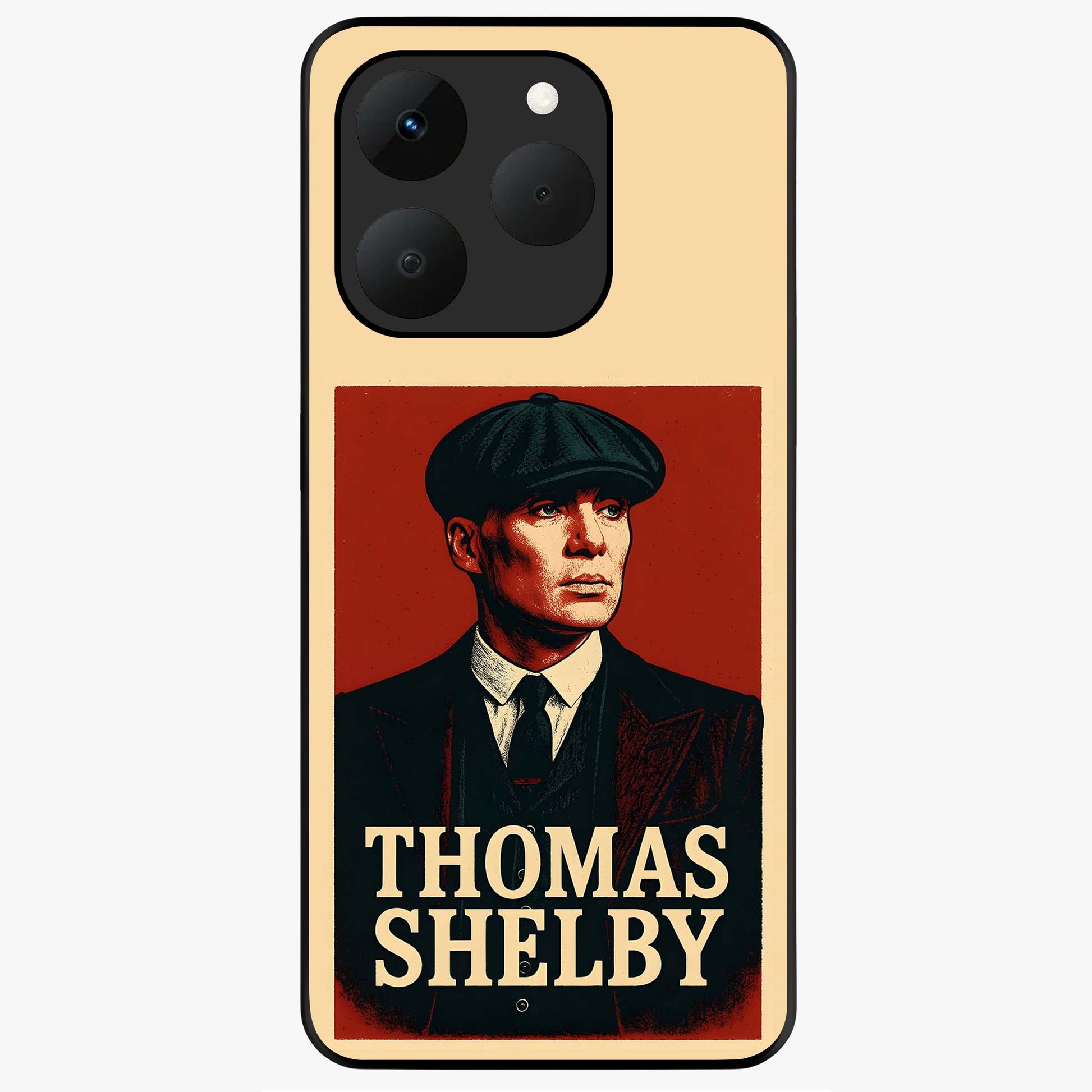 Vintage Mafia Authority Glass Case showing flat back view with bold vintage mafia inspired artwork and glossy glass finish.
