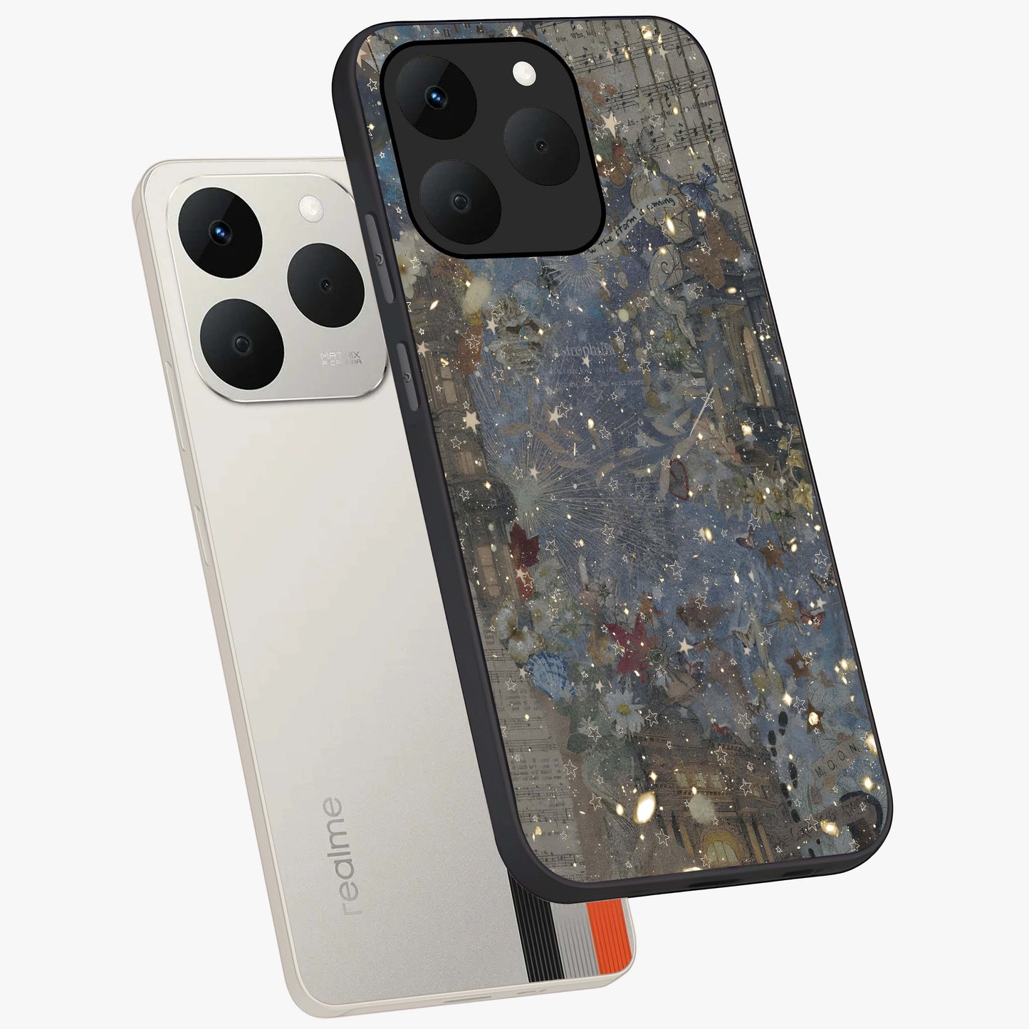 Aesthetic Astrolophia Glass Case displayed in angled mockup highlighting artistic aesthetic elements and smooth glass surface.