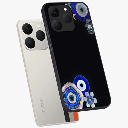 Aesthetic Blue Evil Eye Glass Case displayed in angled mockup highlighting blue evil eye symbol and spiritual aesthetic design.