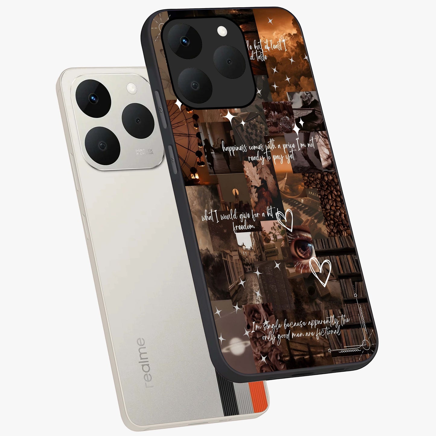 Bittersweet Aesthetic Chaos Glass Case displayed in angled mockup highlighting expressive abstract artwork and edgy aesthetic theme.