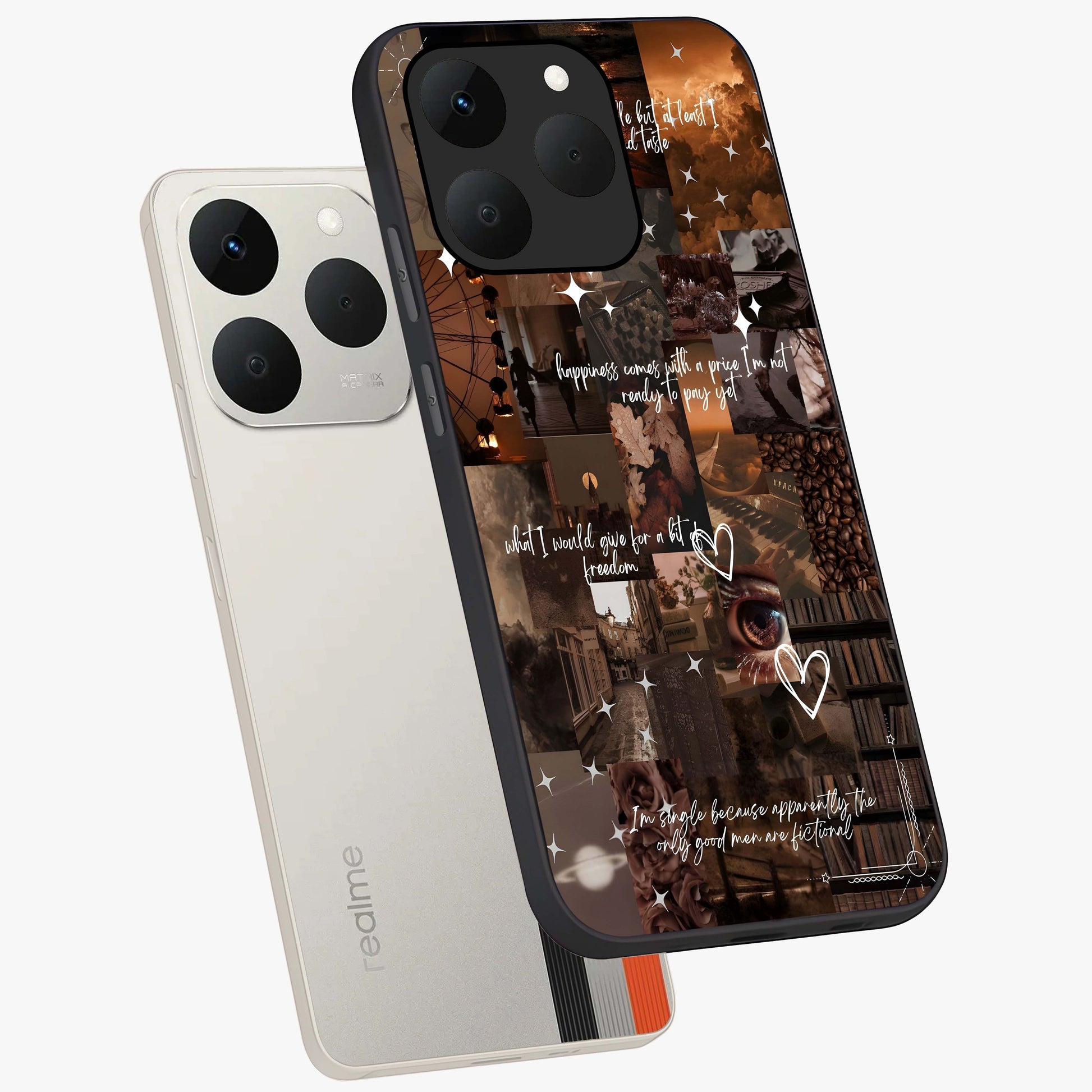 Bittersweet Aesthetic Chaos Glass Case displayed in angled mockup highlighting expressive abstract artwork and edgy aesthetic theme.