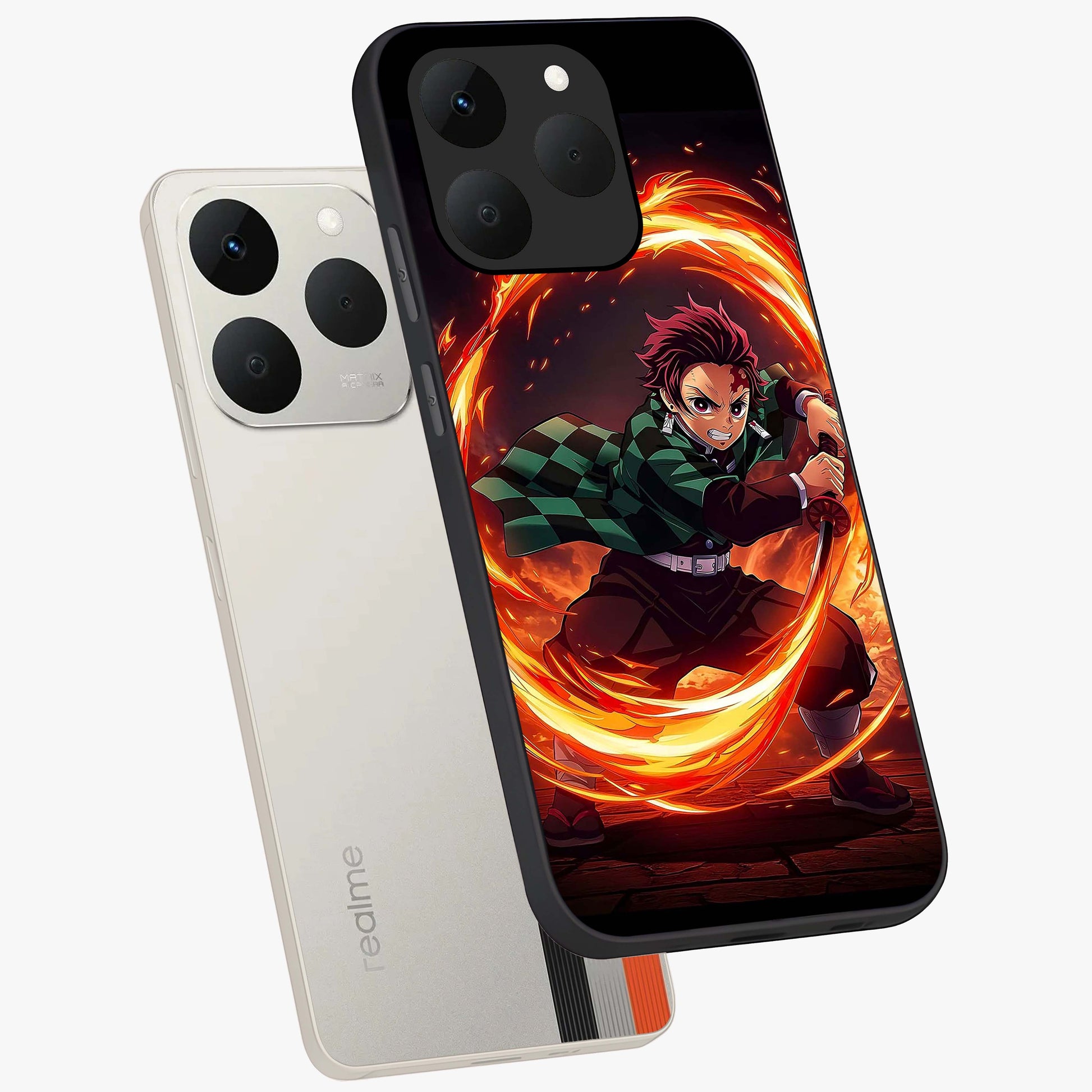 Blazing Sword Resolve Glass Case displayed in angled mockup highlighting powerful sword illustration and bold fantasy theme.