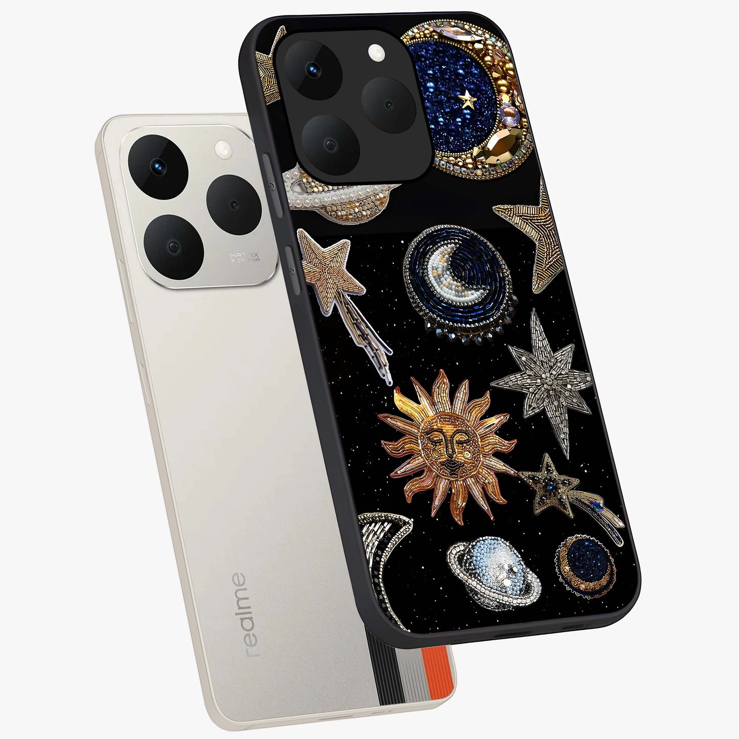 Celestial Gem Constellations Glass Case displayed in angled mockup highlighting gemstone inspired constellation design.
