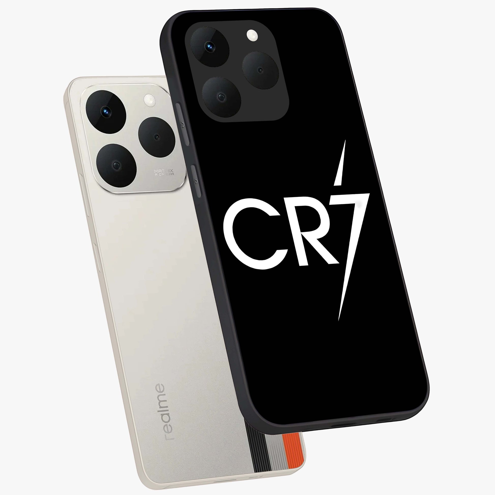 Cr7 Elite Strike Glass Case displayed in angled mockup highlighting powerful sports graphic with bold athletic theme.