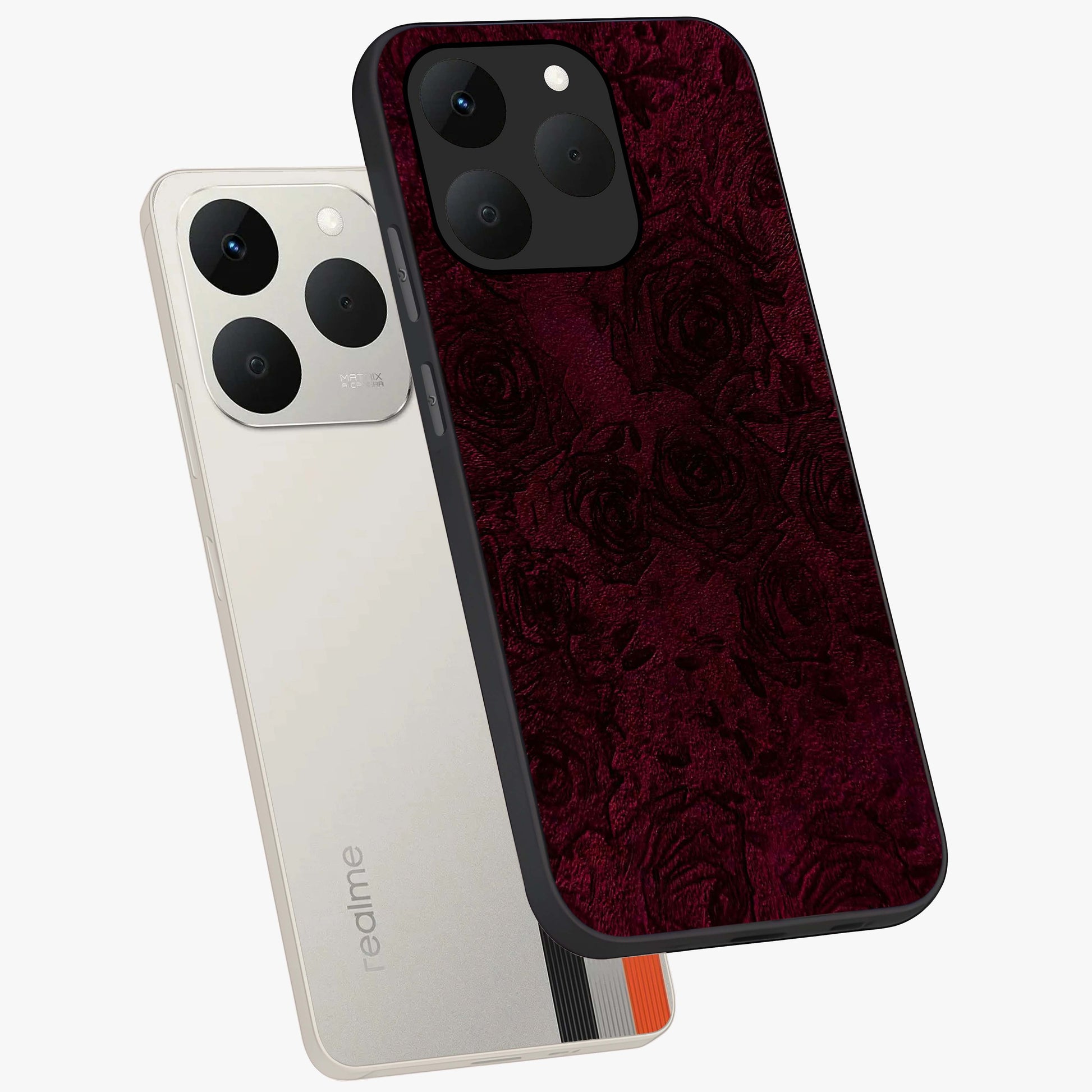 Crimson Fade Flow Glass Case displayed in angled mockup highlighting smooth gradient design with modern aesthetic style.
