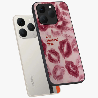 Crimson Kiss Love Glass Case displayed in angled mockup highlighting bold love inspired design with modern aesthetic style.