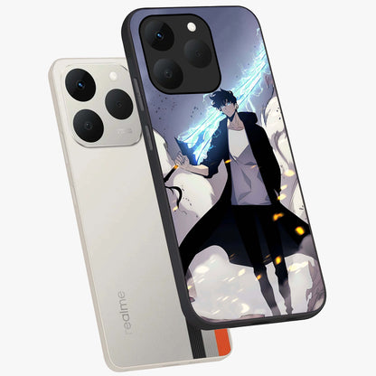 Dark Lightning Anime Warrior Glass Case displayed in angled mockup highlighting powerful lightning themed anime illustration.