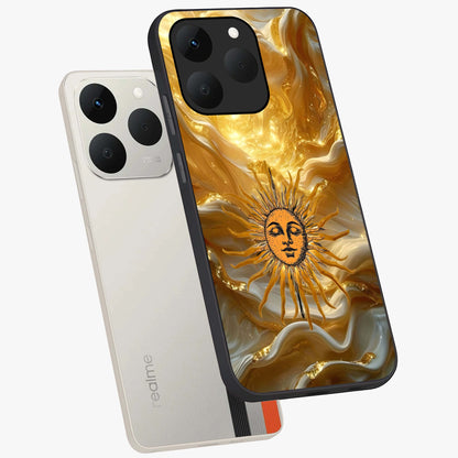 Eternal Golden Glow Glass Case displayed in angled mockup highlighting glowing golden aesthetic design with elegant style.