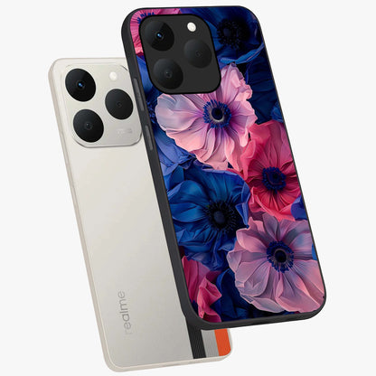 Flower Paper Art Pattern Glass Case displayed in angled mockup highlighting layered paper flower design with artistic aesthetic.