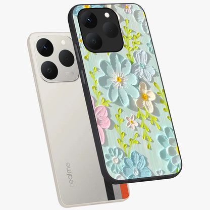 Frosted Petal Garden Glass Case displayed in angled mockup highlighting delicate flower petal design with calm garden aesthetic.