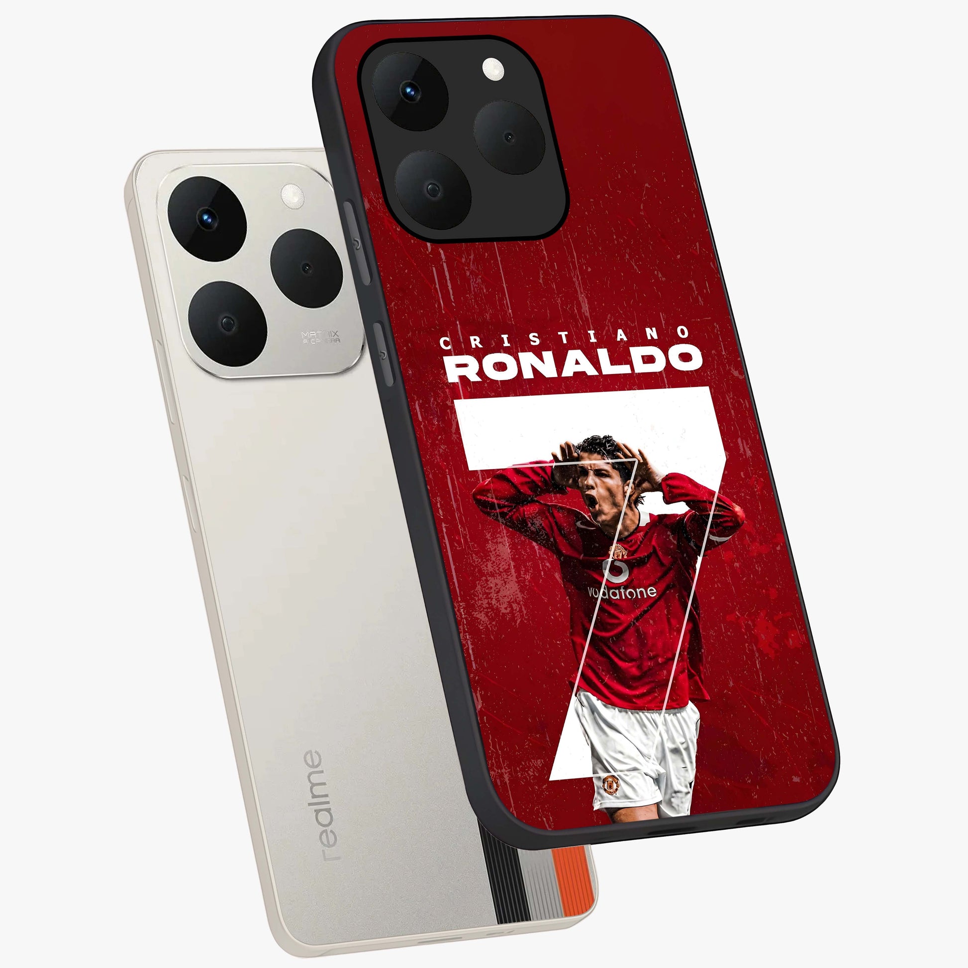 Goal Celebration Legacy Glass Case displayed in angled mockup highlighting energetic sports celebration design with bold athletic theme.