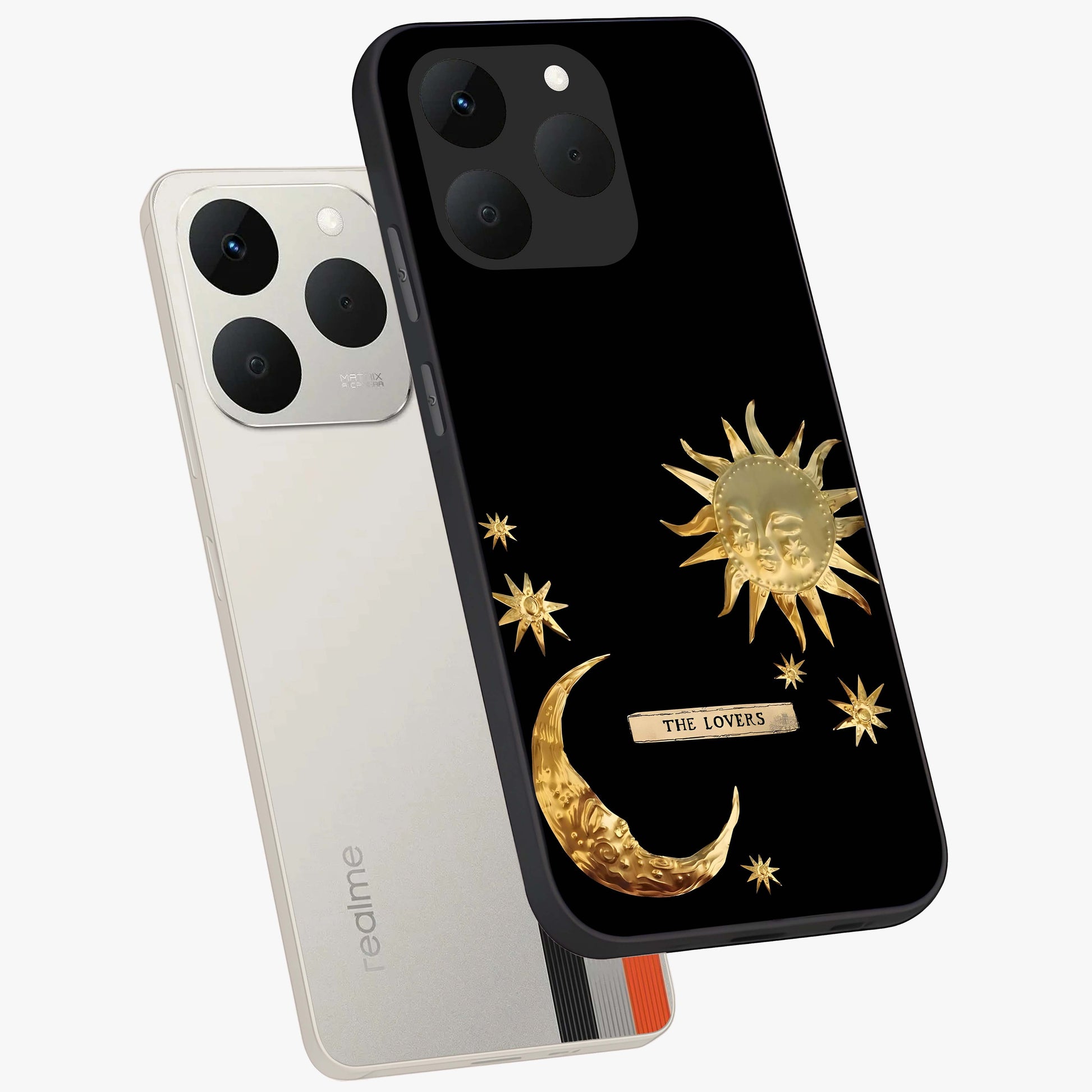 Gold Sun Blush Glass Case displayed in angled mockup highlighting radiant sun design with warm golden aesthetic.