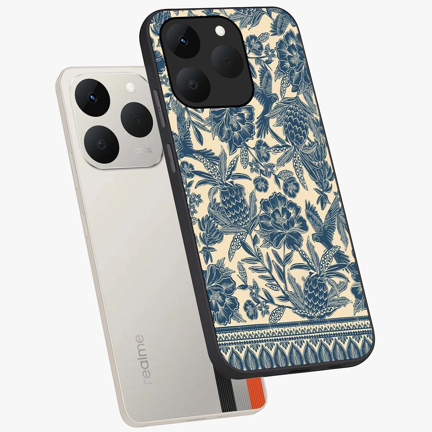 Heirloom Wild Bloom Glass Case displayed in angled mockup highlighting botanical bloom design with classic aesthetic style.