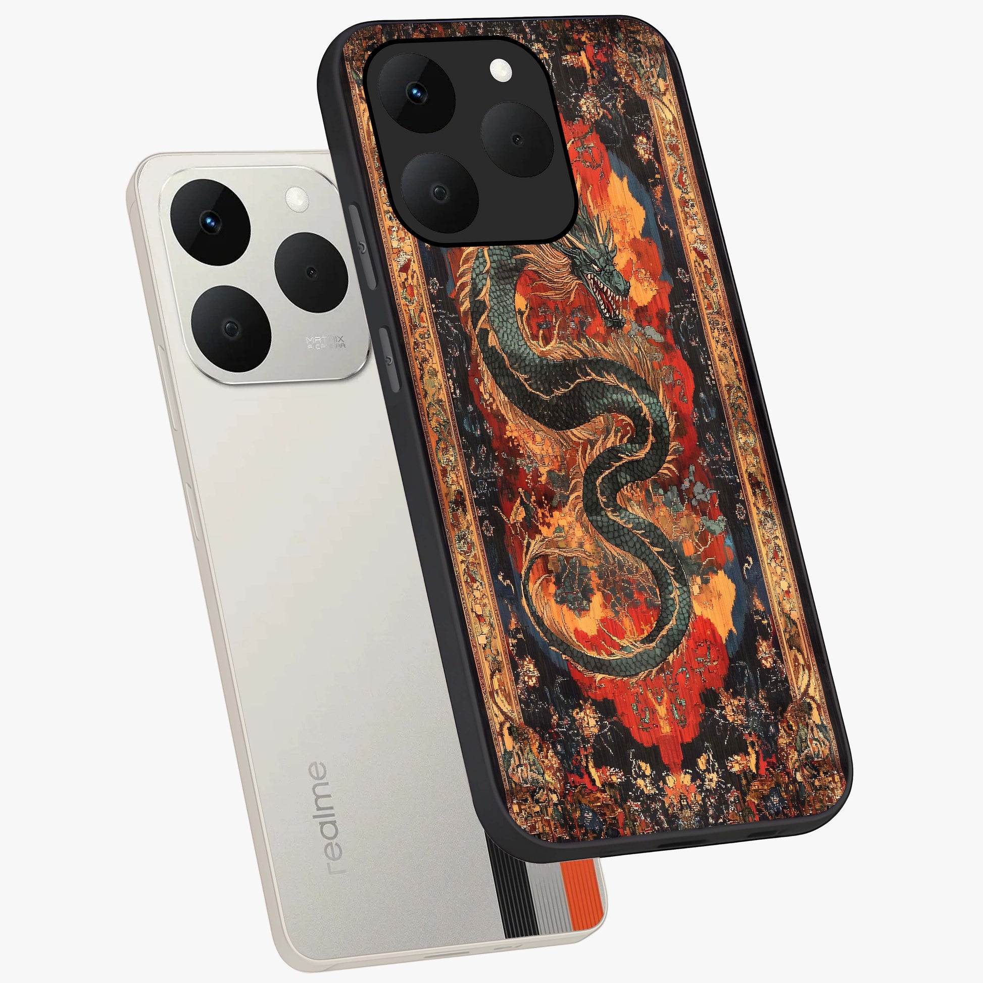 Inferno Dragon Soul Glass Case displayed in angled mockup highlighting powerful dragon illustration with inferno aesthetic.