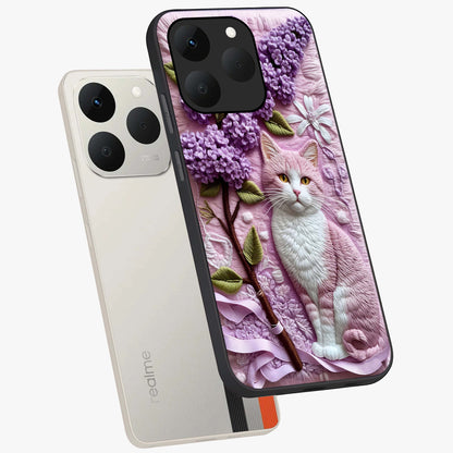 Lavender Cat Whimsy Glass Case displayed in angled mockup highlighting playful feline illustration with pastel lavender aesthetic.