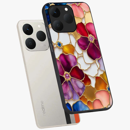 Marble Flower Pattern Glass Case displayed in angled mockup highlighting elegant marble floral design with modern aesthetic.