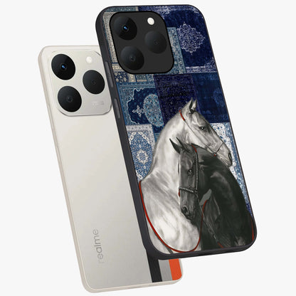 Midnight Stallion Blues Glass Case displayed in angled mockup highlighting powerful stallion illustration with deep midnight tones.