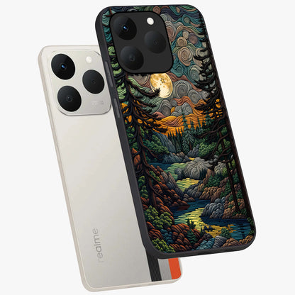 Moonlight Forest Dream Glass Case displayed in angled mockup highlighting dreamy forest design with glowing moon aesthetic.