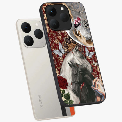 Moonlit Royal Stallion Glass Case displayed in angled mockup highlighting powerful stallion illustration with royal night aesthetic.