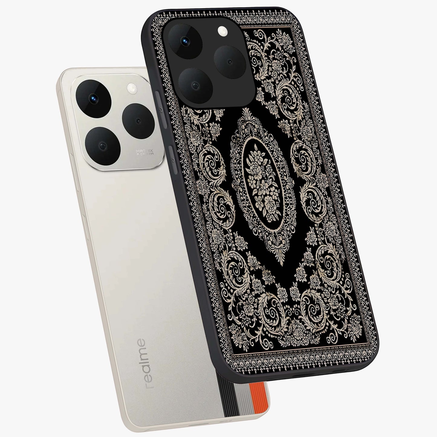 Noir Bloom Elegance Glass Case displayed in angled mockup highlighting refined flower design with stylish noir aesthetic.