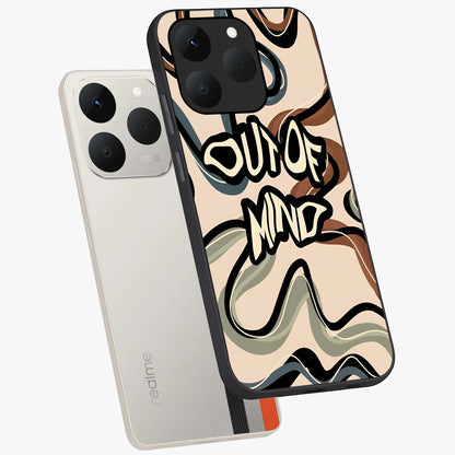 Out Of Mind Glass Case displayed in angled mockup highlighting bold statement design with modern artistic aesthetic.