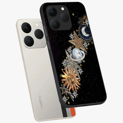 Pearls Universe Object Glass Case displayed in angled mockup highlighting celestial pearl design with dreamy aesthetic.