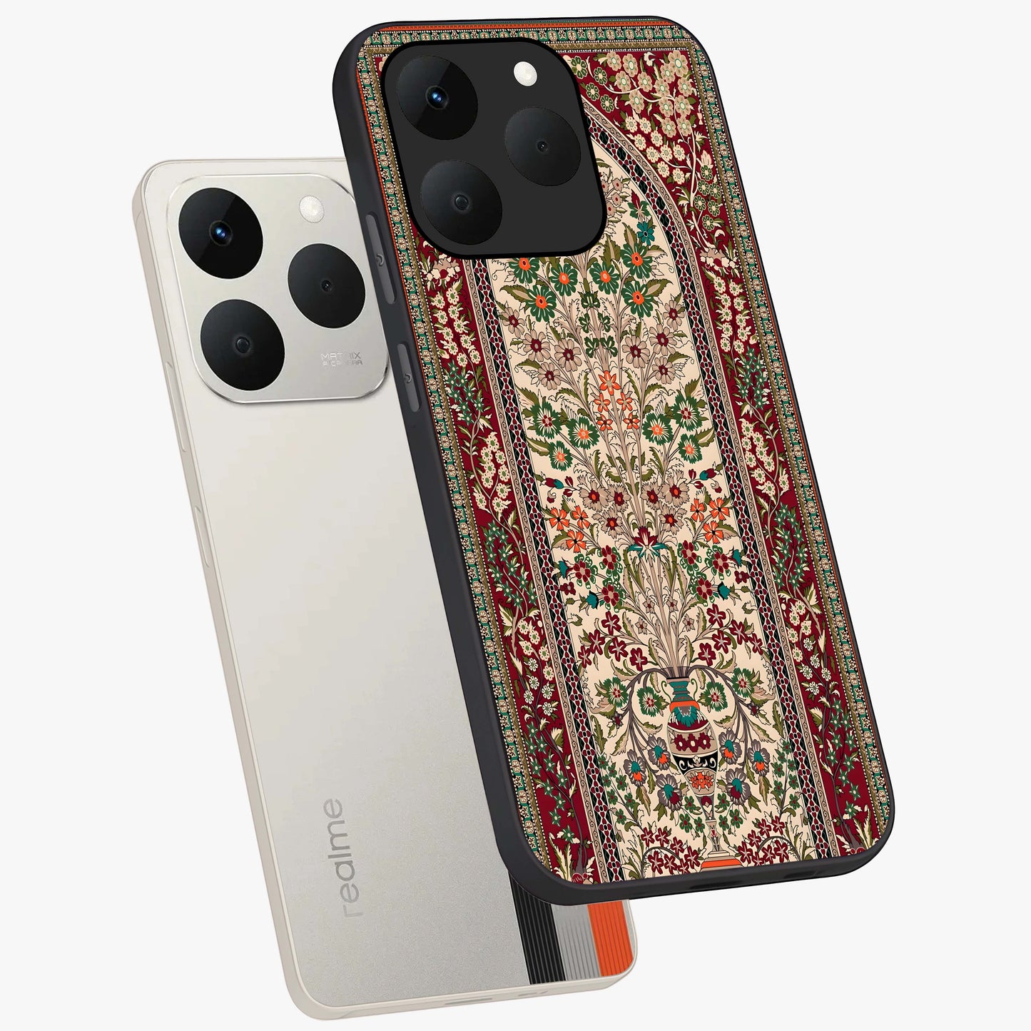 Persian Inspired Glass Case displayed in angled mockup highlighting intricate traditional design with elegant cultural aesthetic.