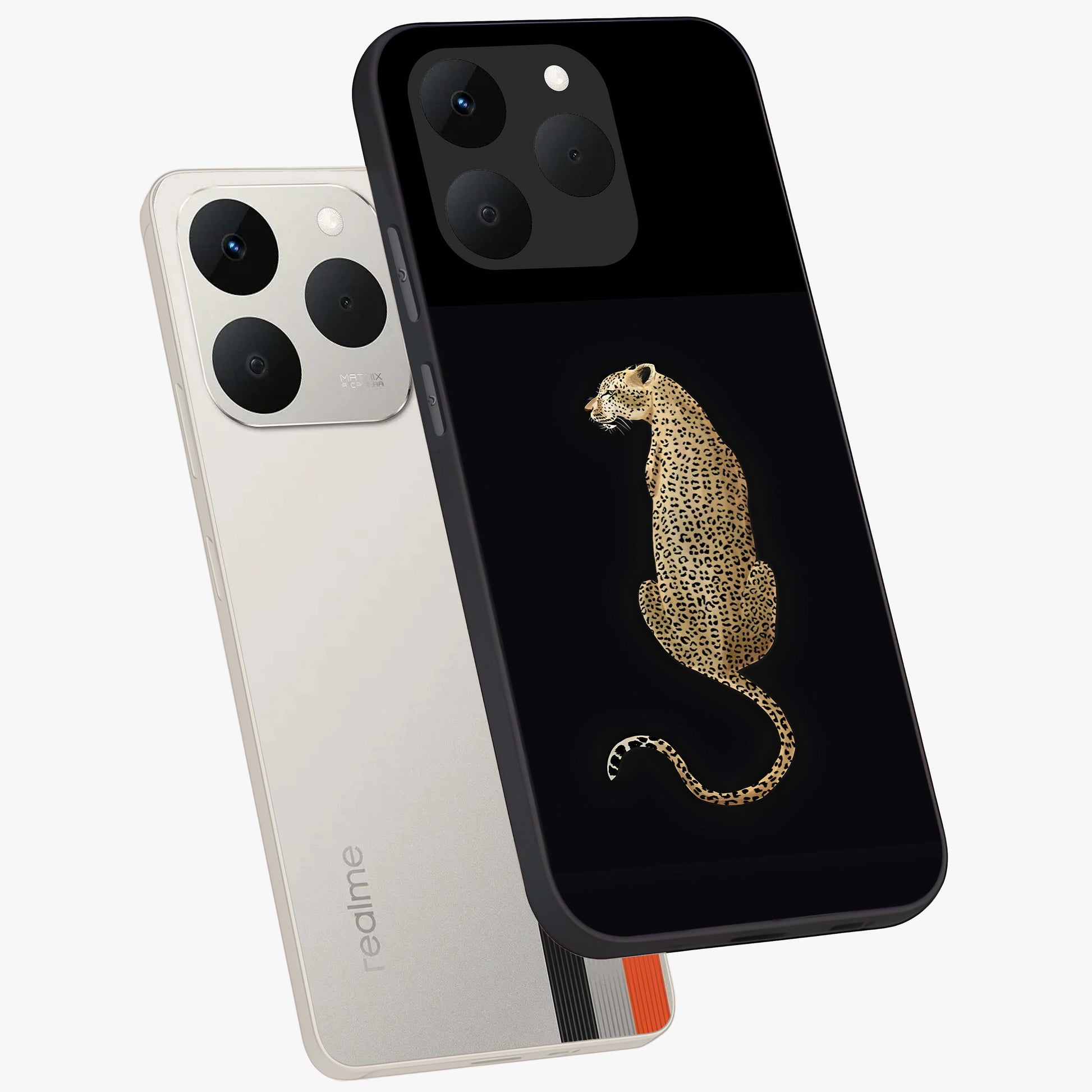 Regal Leopard Glass Case displayed in angled mockup highlighting powerful animal illustration with stylish wild aesthetic.