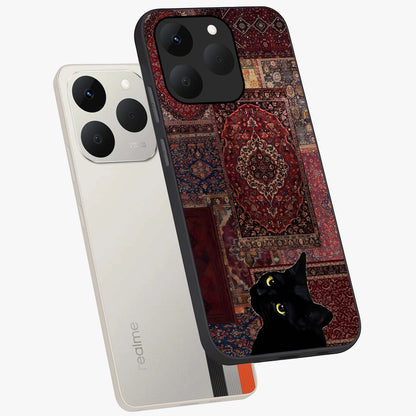 Regal Magic Cat Apple Glass Case displayed in angled mockup highlighting whimsical feline design with fantasy aesthetic.