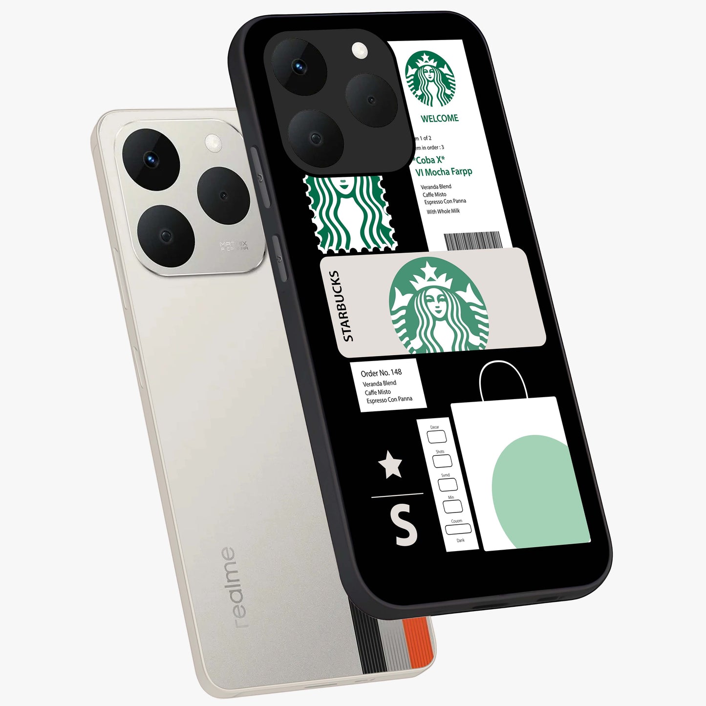 Starbucks Mocha Glass Case displayed in angled mockup highlighting stylish mocha themed design with cozy café aesthetic.