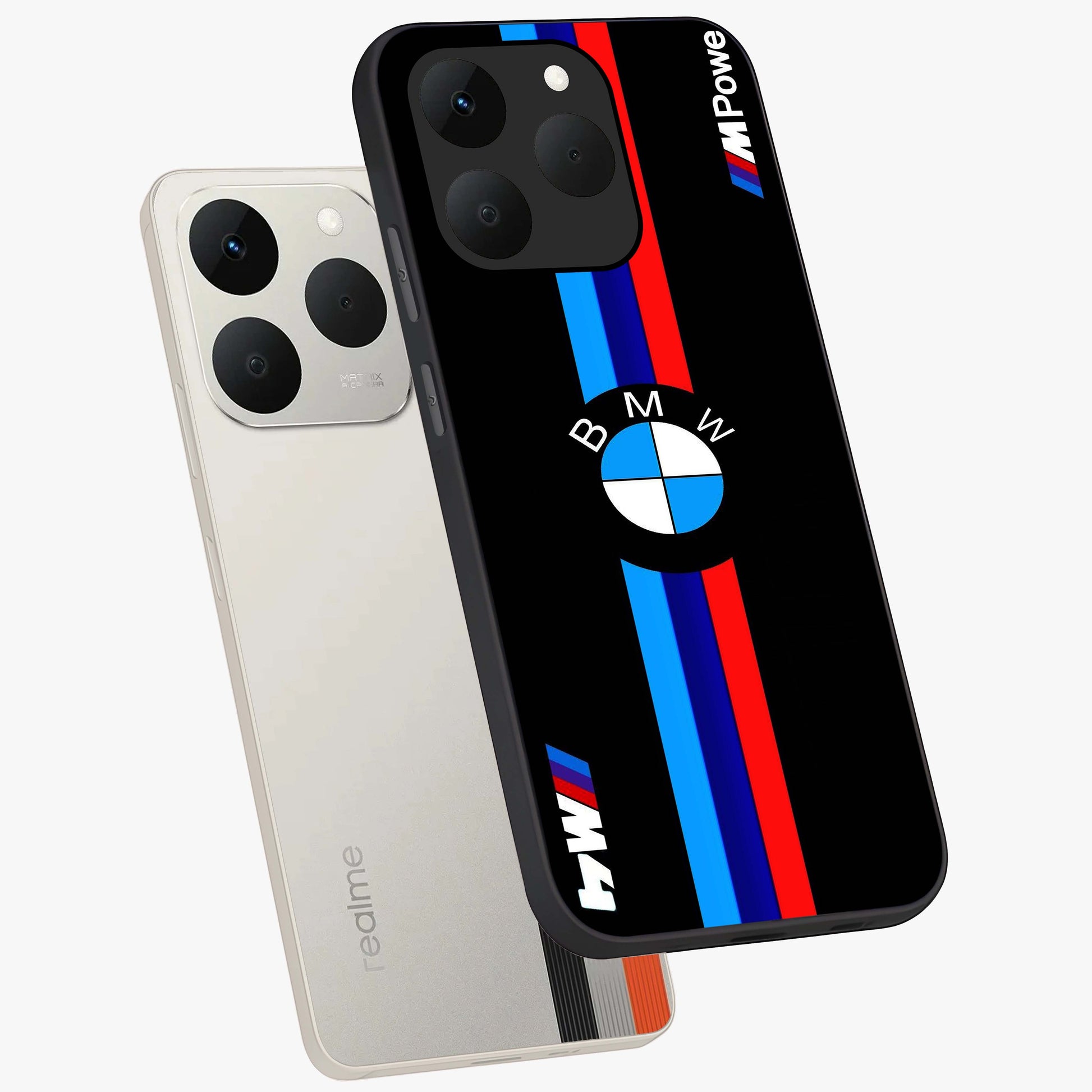 Turbo BMW Beast Glass Case displayed in angled mockup highlighting sleek racing car design with bold automotive aesthetic.