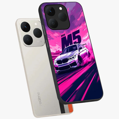 Velocity Drift Pulse Glass Case displayed in angled mockup highlighting dynamic drift design with sporty automotive aesthetic.
